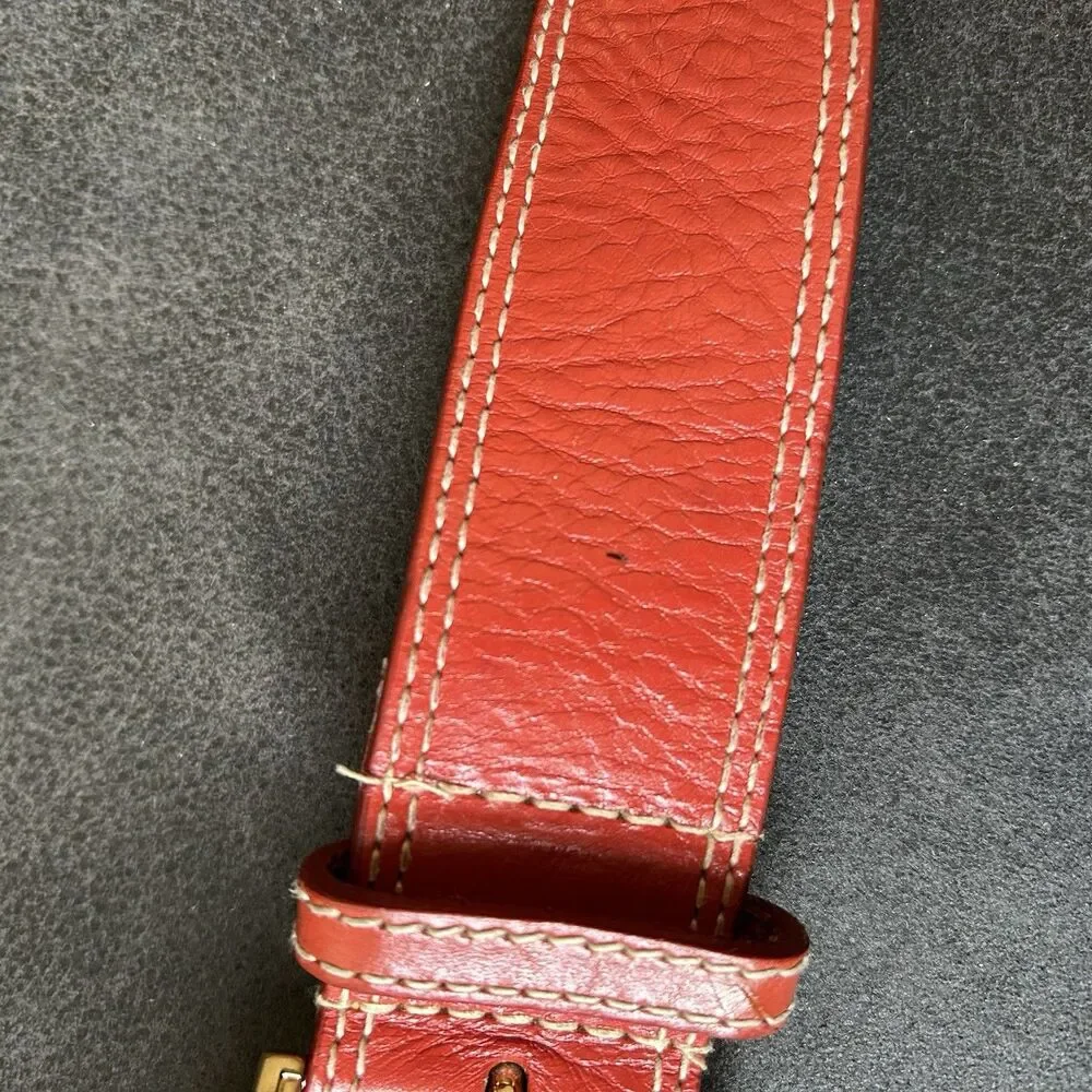 Vintage Y2K Michael Kors Womens Red Genuine Leather Belt Gold Buckle 33”